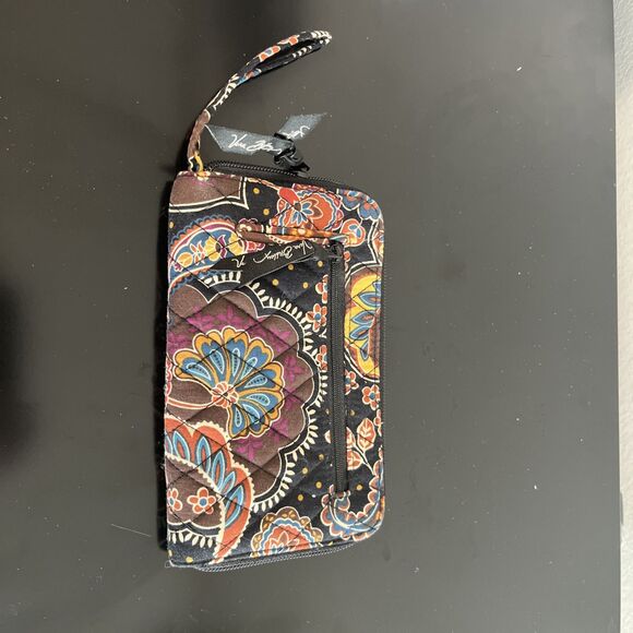 Vera Bradley Paisley Small Wristlet Zip Around Multicolor w Strap - Picture 1 of 4